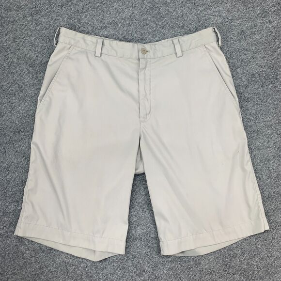 Nike Golf Shorts Mens 32 Beige Dri Fit Flat Front Tech Performance Stretch Chino - Picture 2 of 13